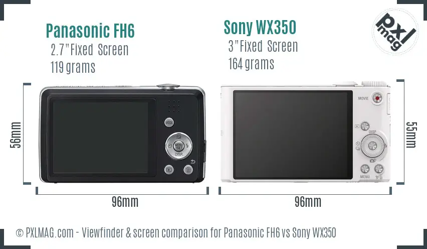 Panasonic FH6 vs Sony WX350 Screen and Viewfinder comparison