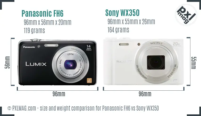 Panasonic FH6 vs Sony WX350 size comparison