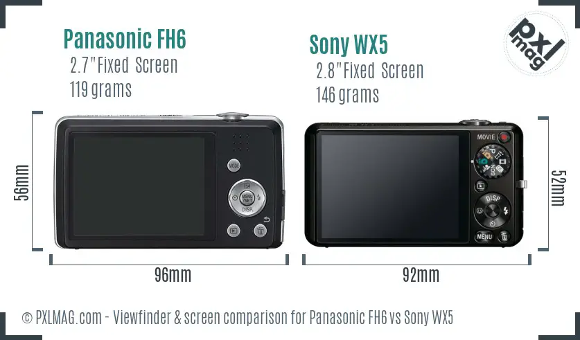 Panasonic FH6 vs Sony WX5 Screen and Viewfinder comparison