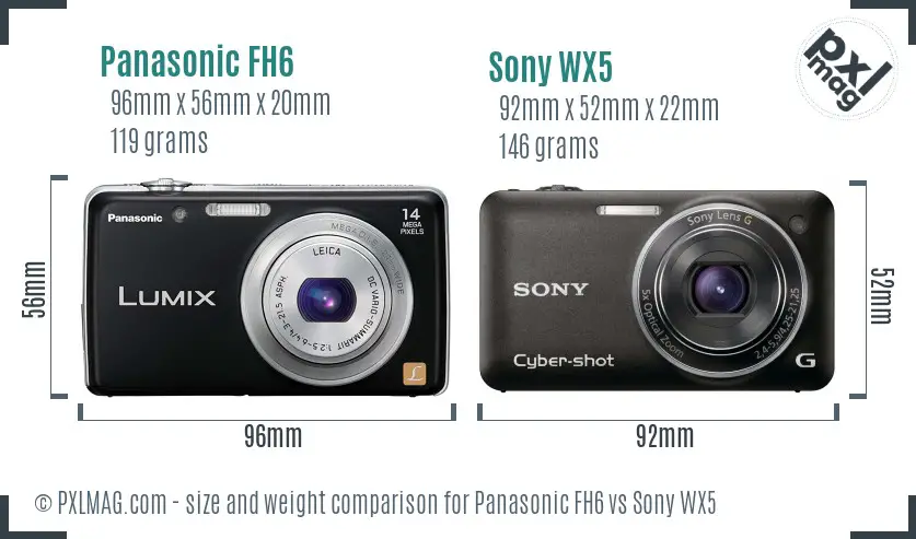 Panasonic FH6 vs Sony WX5 size comparison