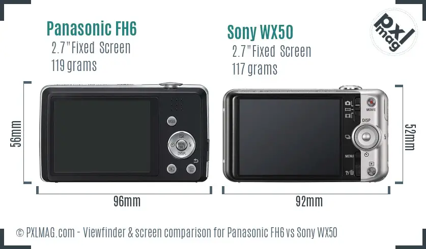 Panasonic FH6 vs Sony WX50 Screen and Viewfinder comparison