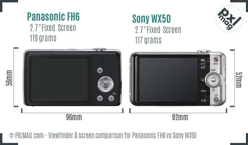 Panasonic FH6 vs Sony WX50 Screen and Viewfinder comparison Panasonic FH6 vs Sony WX50 Screen and Viewfinder comparison
