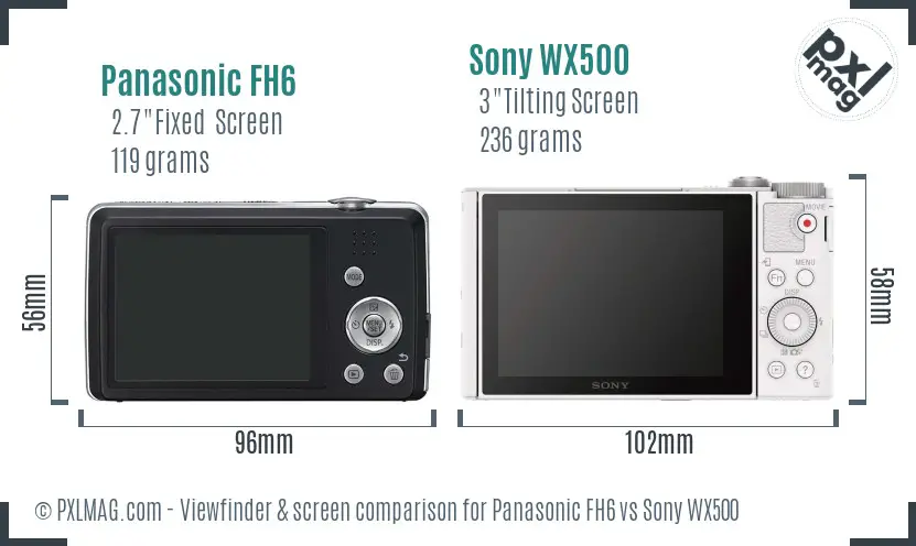 Panasonic FH6 vs Sony WX500 Screen and Viewfinder comparison