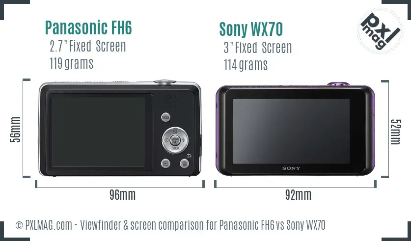 Panasonic FH6 vs Sony WX70 Screen and Viewfinder comparison