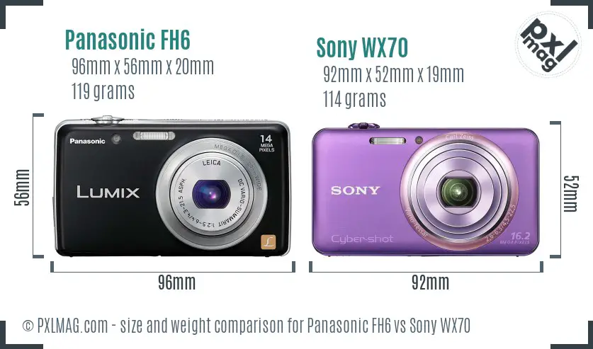 Panasonic FH6 vs Sony WX70 size comparison
