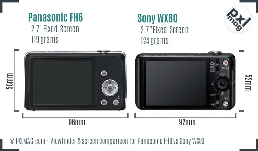 Panasonic FH6 vs Sony WX80 Screen and Viewfinder comparison