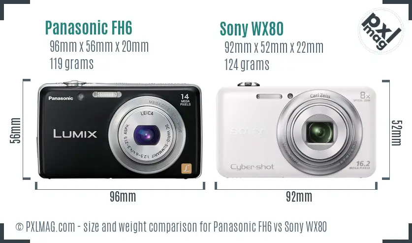 Panasonic FH6 vs Sony WX80 size comparison