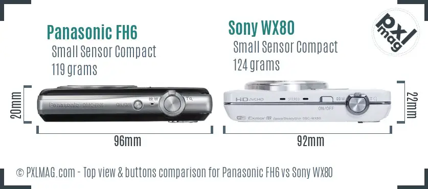 Panasonic FH6 vs Sony WX80 top view buttons comparison