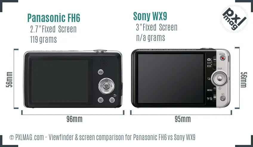 Panasonic FH6 vs Sony WX9 Screen and Viewfinder comparison