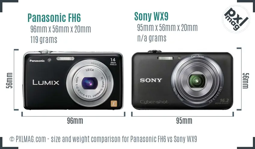 Panasonic FH6 vs Sony WX9 size comparison