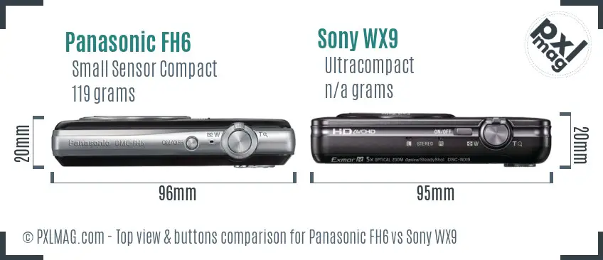 Panasonic FH6 vs Sony WX9 top view buttons comparison