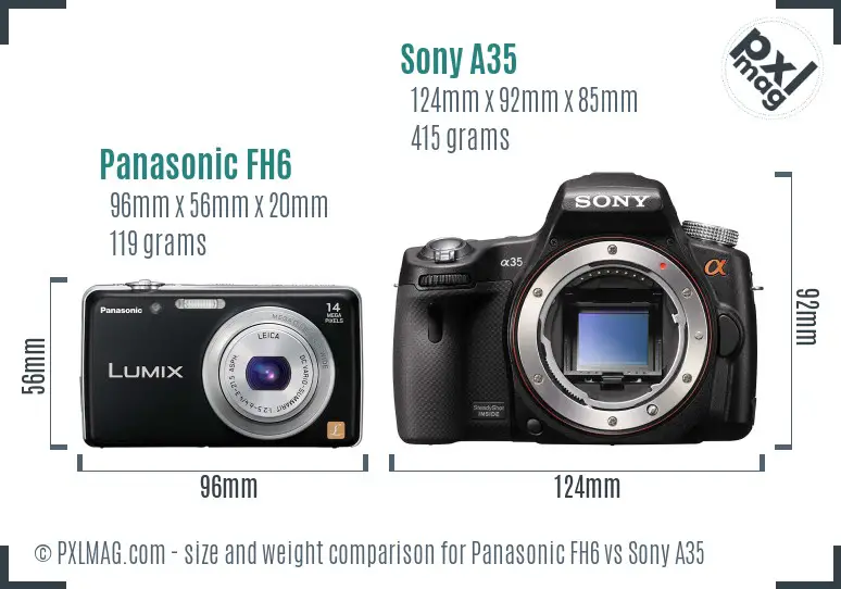 Panasonic FH6 vs Sony A35 size comparison