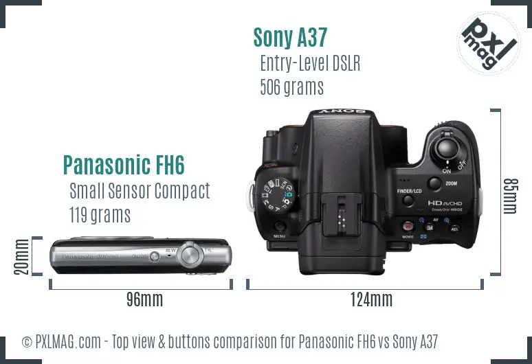 Panasonic FH6 vs Sony A37 top view buttons comparison