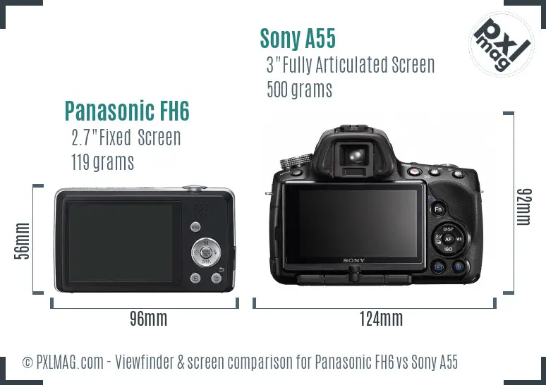 Panasonic FH6 vs Sony A55 Screen and Viewfinder comparison