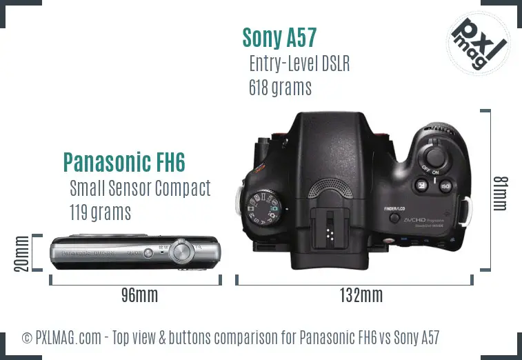 Panasonic FH6 vs Sony A57 top view buttons comparison