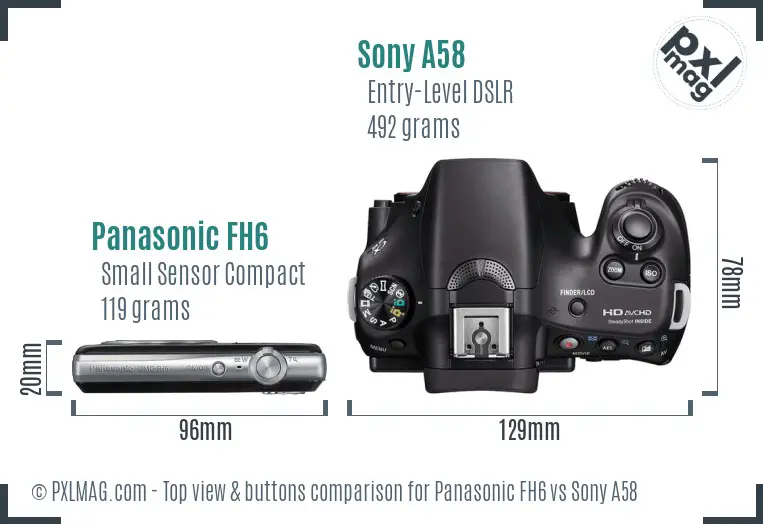 Panasonic FH6 vs Sony A58 top view buttons comparison