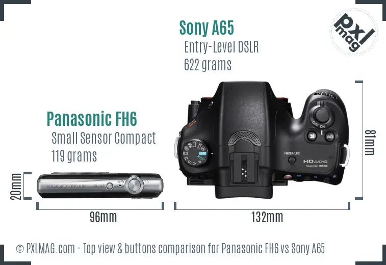 Panasonic FH6 vs Sony A65 top view buttons comparison