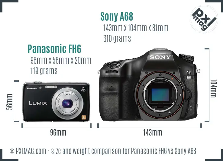 Panasonic FH6 vs Sony A68 size comparison