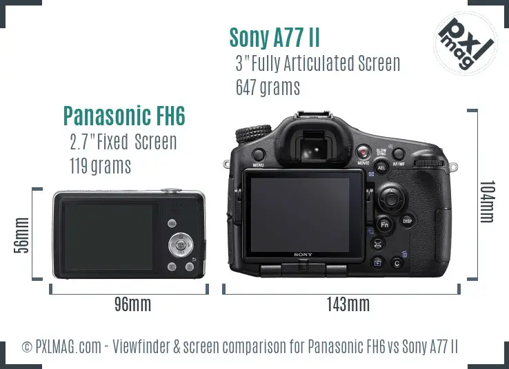 Panasonic FH6 vs Sony A77 II Screen and Viewfinder comparison