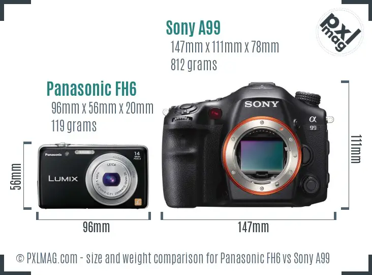 Panasonic FH6 vs Sony A99 size comparison