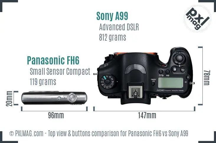 Panasonic FH6 vs Sony A99 top view buttons comparison