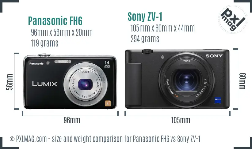 Panasonic FH6 vs Sony ZV-1 size comparison