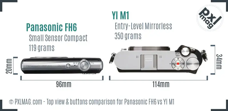 Panasonic FH6 vs YI M1 top view buttons comparison