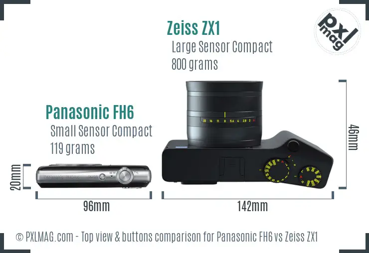 Panasonic FH6 vs Zeiss ZX1 top view buttons comparison
