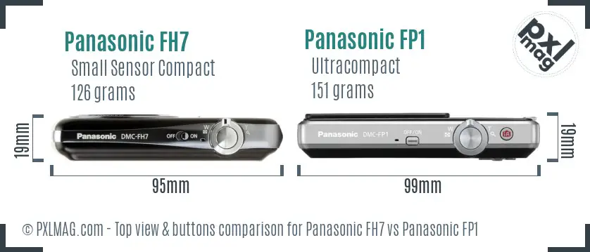 Panasonic FH7 vs Panasonic FP1 top view buttons comparison