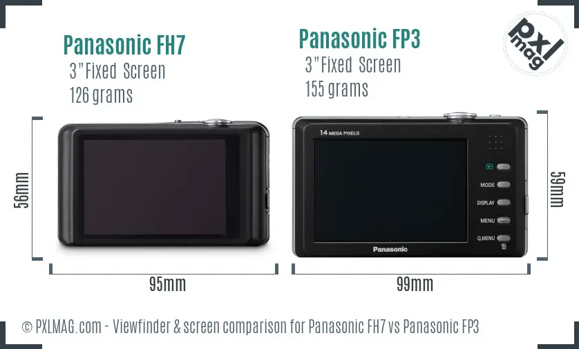 Panasonic FH7 vs Panasonic FP3 Screen and Viewfinder comparison
