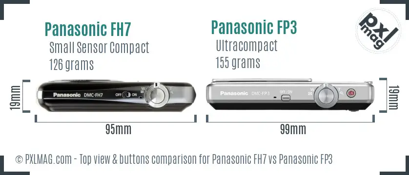 Panasonic FH7 vs Panasonic FP3 top view buttons comparison
