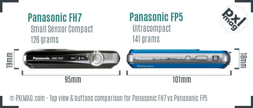 Panasonic FH7 vs Panasonic FP5 top view buttons comparison