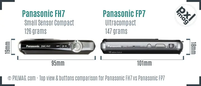Panasonic FH7 vs Panasonic FP7 top view buttons comparison