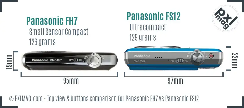 Panasonic FH7 vs Panasonic FS12 top view buttons comparison