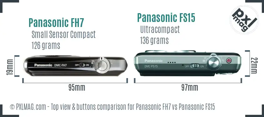 Panasonic FH7 vs Panasonic FS15 top view buttons comparison