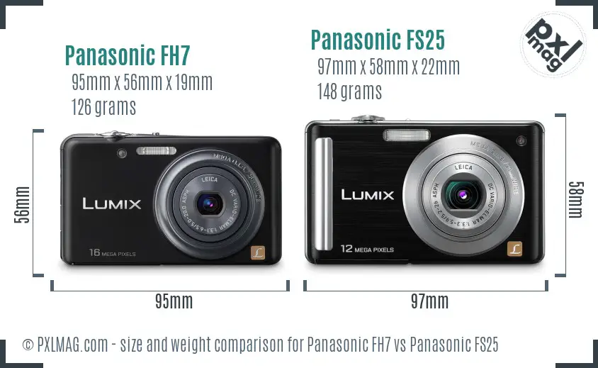 Panasonic FH7 vs Panasonic FS25 size comparison
