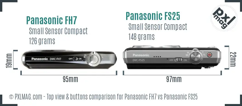 Panasonic FH7 vs Panasonic FS25 top view buttons comparison