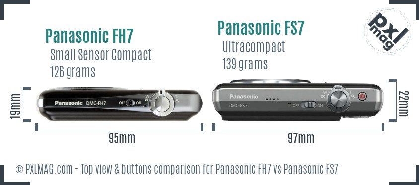 Panasonic FH7 vs Panasonic FS7 top view buttons comparison