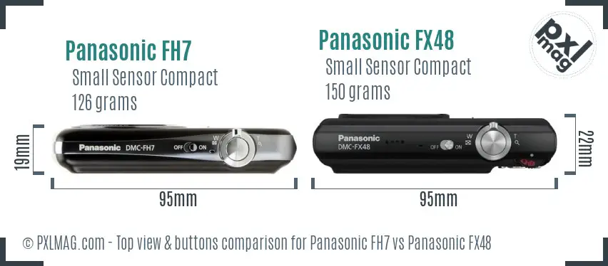 Panasonic FH7 vs Panasonic FX48 top view buttons comparison