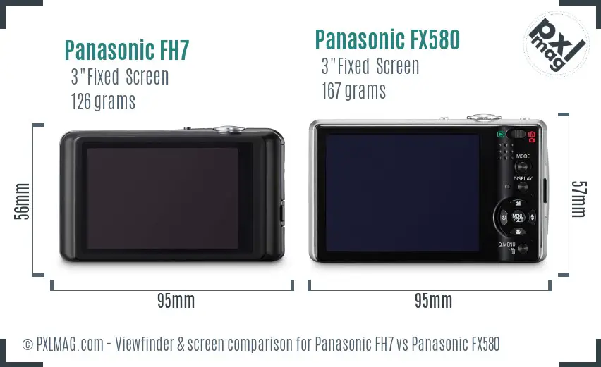 Panasonic FH7 vs Panasonic FX580 Screen and Viewfinder comparison