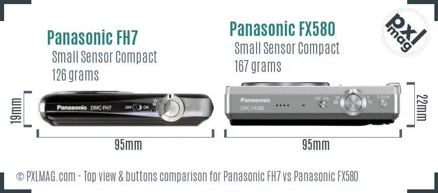Panasonic FH7 vs Panasonic FX580 top view buttons comparison