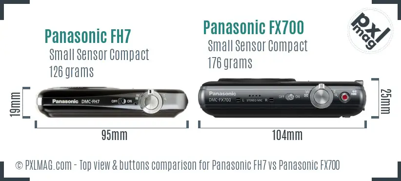 Panasonic FH7 vs Panasonic FX700 top view buttons comparison