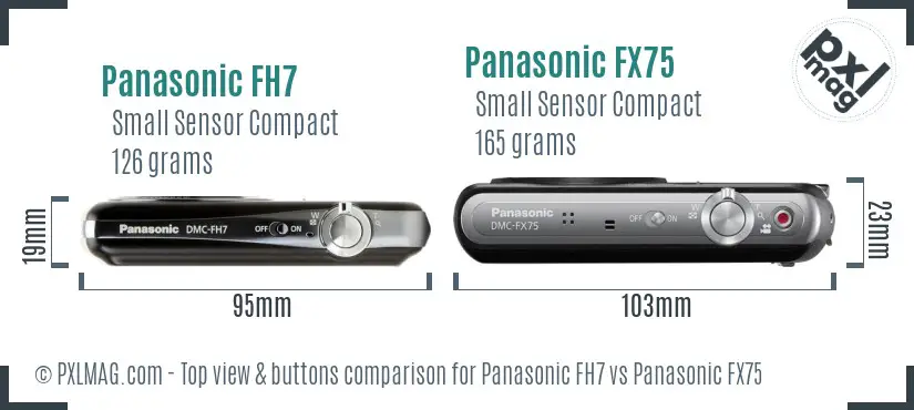 Panasonic FH7 vs Panasonic FX75 top view buttons comparison