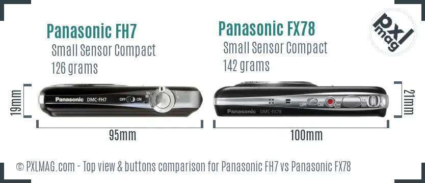Panasonic FH7 vs Panasonic FX78 top view buttons comparison
