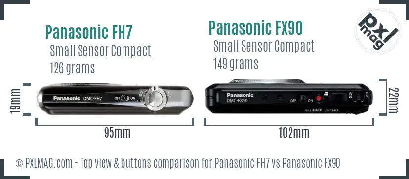 Panasonic FH7 vs Panasonic FX90 top view buttons comparison