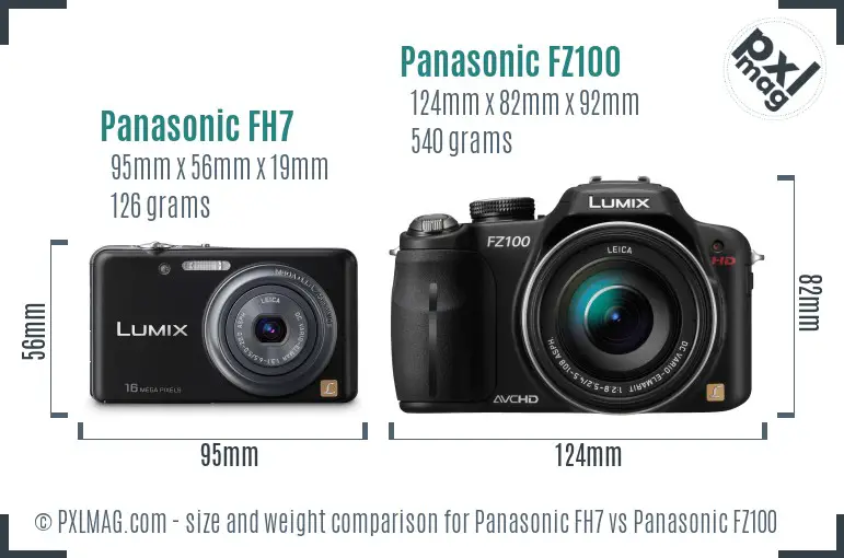 Panasonic FH7 vs Panasonic FZ100 size comparison