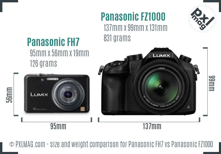 Panasonic FH7 vs Panasonic FZ1000 size comparison