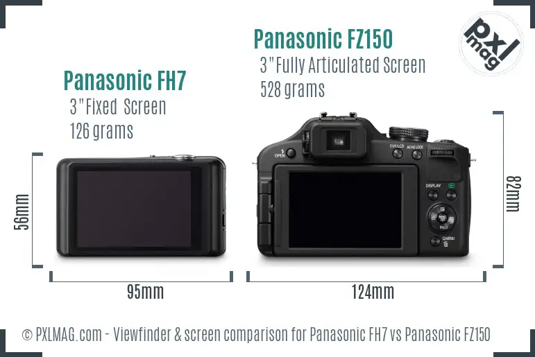 Panasonic FH7 vs Panasonic FZ150 Screen and Viewfinder comparison