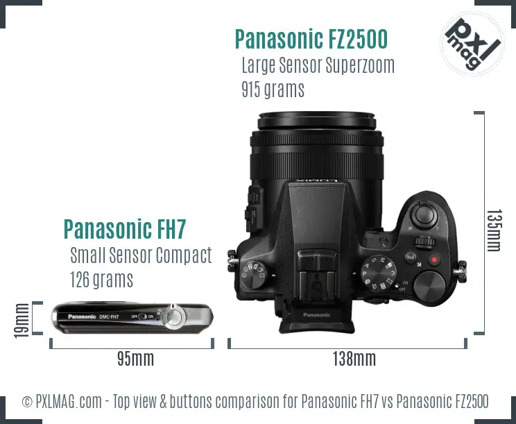 Panasonic FH7 vs Panasonic FZ2500 top view buttons comparison