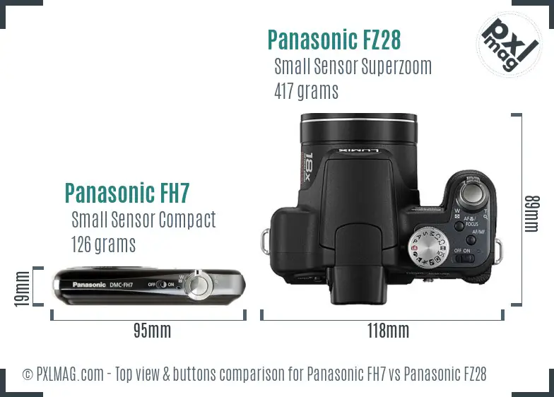 Panasonic FH7 vs Panasonic FZ28 top view buttons comparison